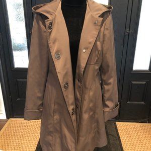 anne klein coat with hood  / brown / tan / trench coat / jacket